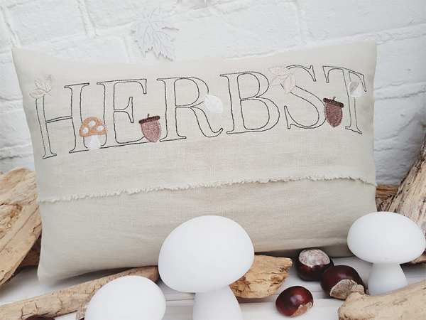 HERBST Schriftzug -  Vollstick redwork Stickdatei
